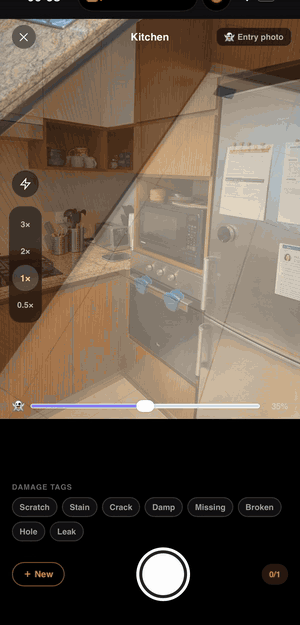 Ghost mode overlaying the check-in photo on the live camera